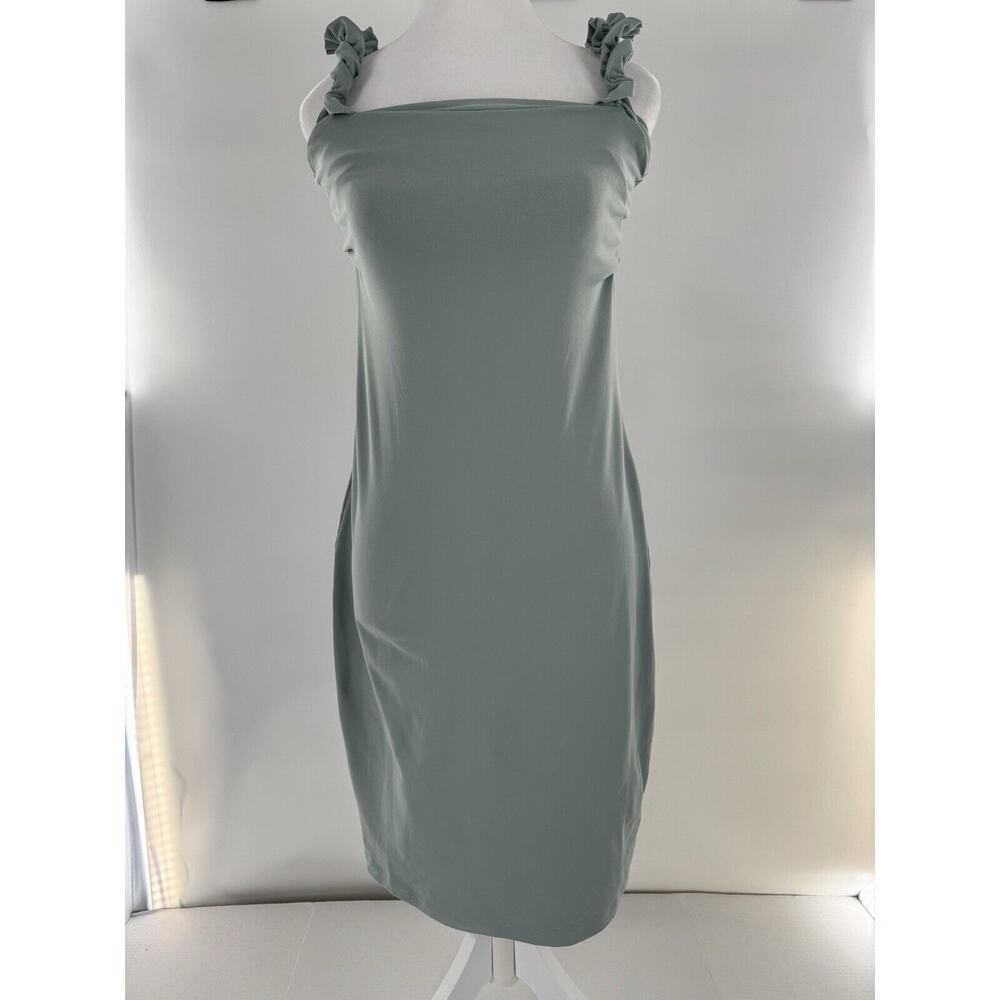 Susana Monaco Dress Sz L Ruffle Strap Green Bodycon Party Wedding Guest $125 - Picture 5 of 16